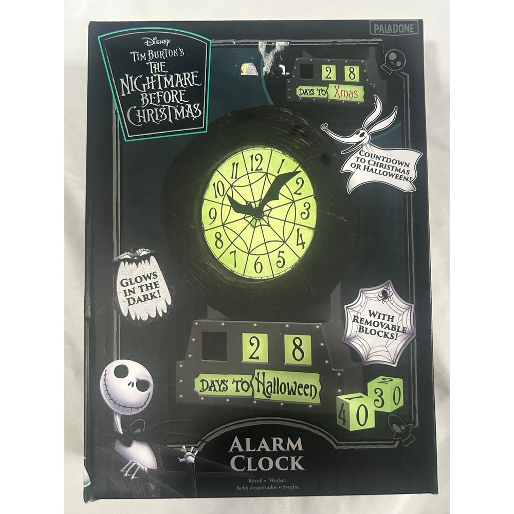 Disney Nightmare Before Christmas Alarm Clock Glow Dark Countdown Paladone #991